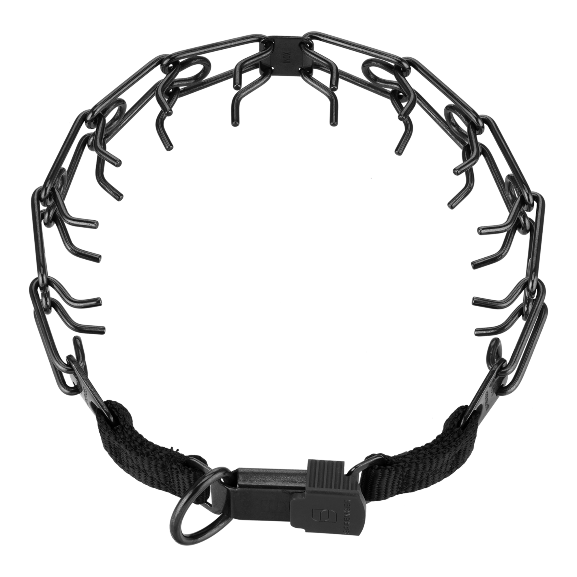ULTRA-PLUS Dressurhalskette mit Centerplatte und ClicLock - Edelstahl Rostfrei schwarz