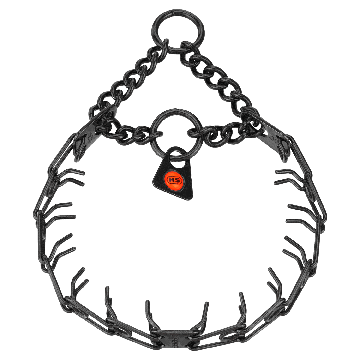 MICRO-PLUS Dressurhalskette mit Centerplatte und Durchzugskette - Edelstahl Rostfrei schwarz, 1,5 mm, 32 cm | 5007501257.png | 1713265250