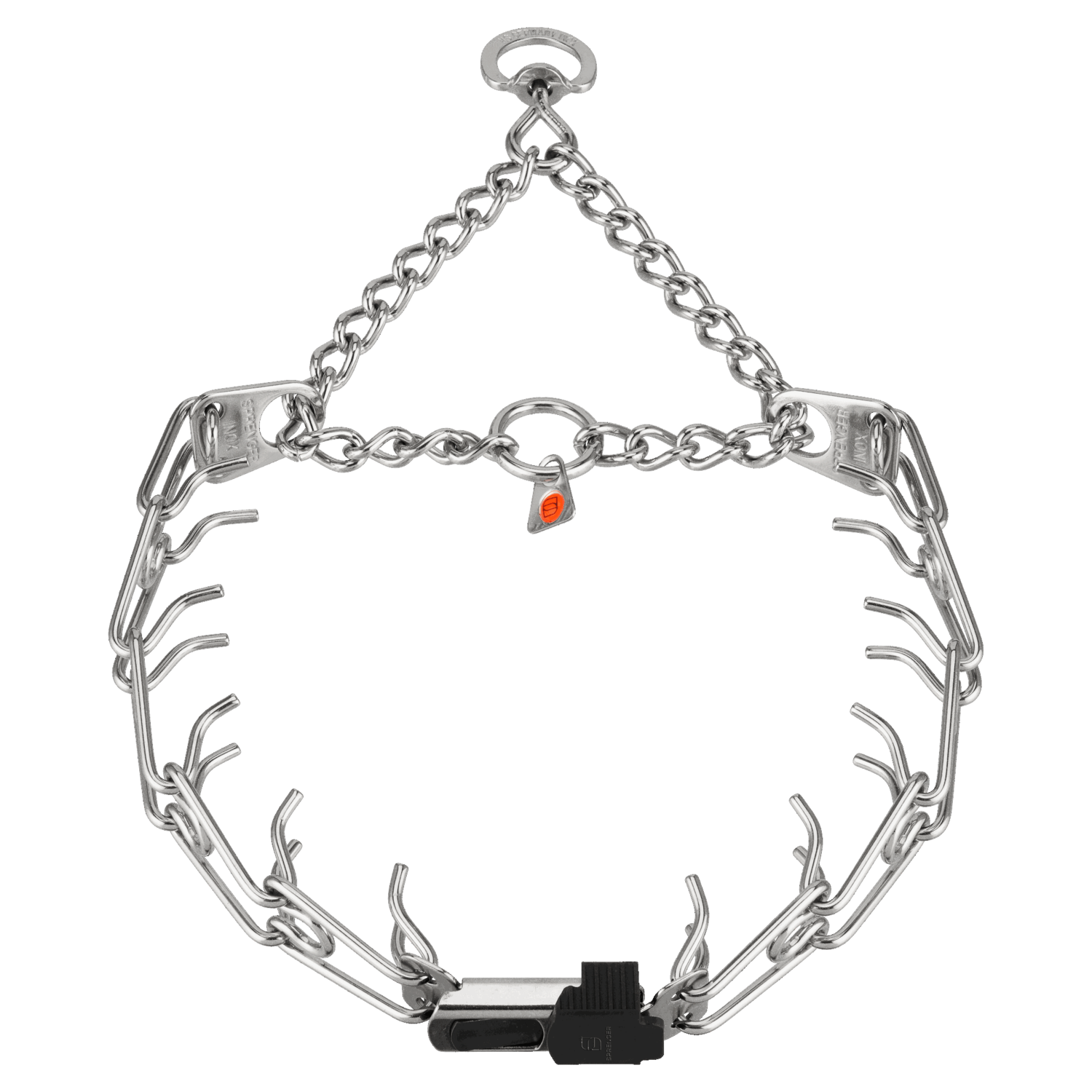 ULTRA-PLUS Dressurhalskette mit Durchzugskette und ClicLock - Edelstahl Rostfrei schwarz