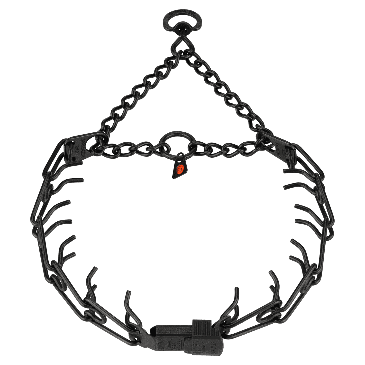 ULTRA-PLUS Dressurhalskette mit Durchzugskette und ClicLock - Edelstahl Rostfrei schwarz