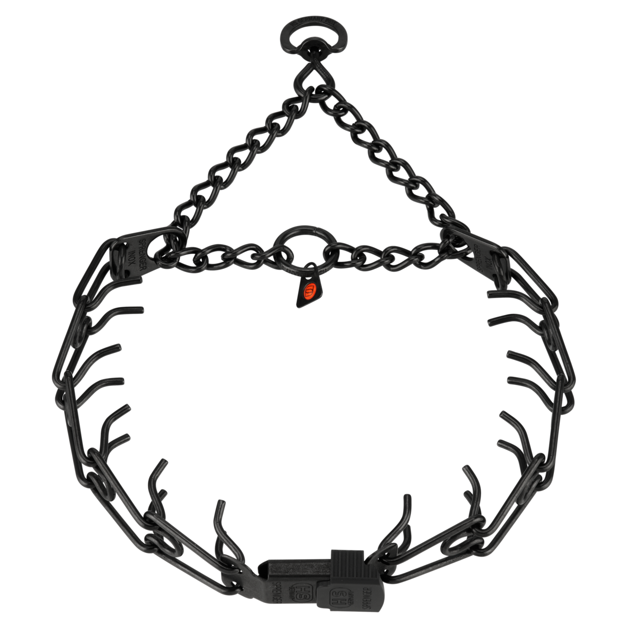 ULTRA-PLUS Dressurhalskette mit Durchzugskette und ClicLock - Edelstahl Rostfrei schwarz