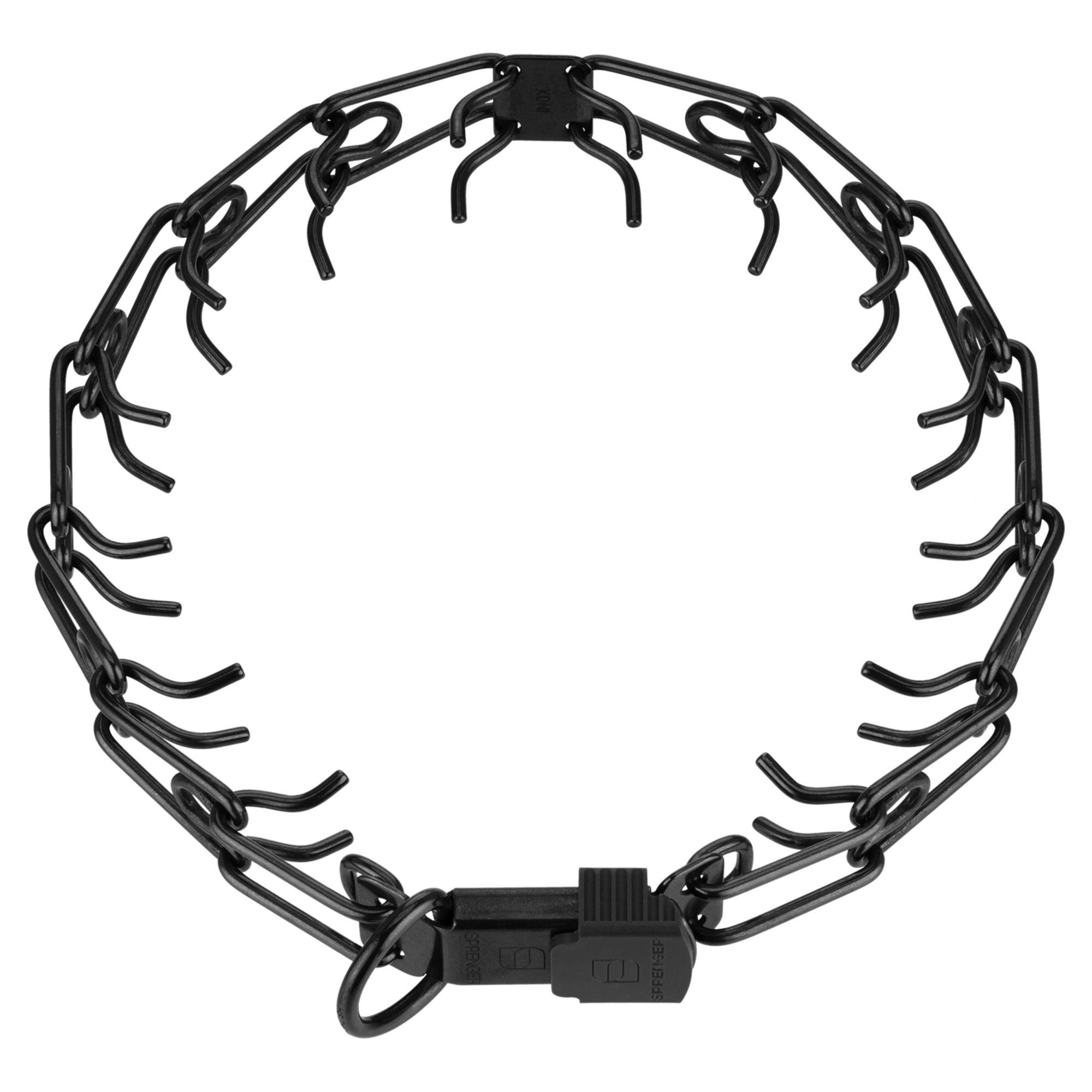 ULTRA-PLUS Dressurhalskette mit Centerplatte und ClicLock - Edelstahl Rostfrei schwarz