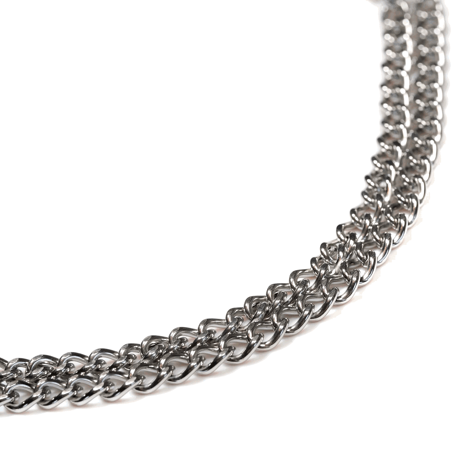 Halskette, 2-reihig, flach geschliffene Glieder - Edelstahl Rostfrei, 2,0 mm