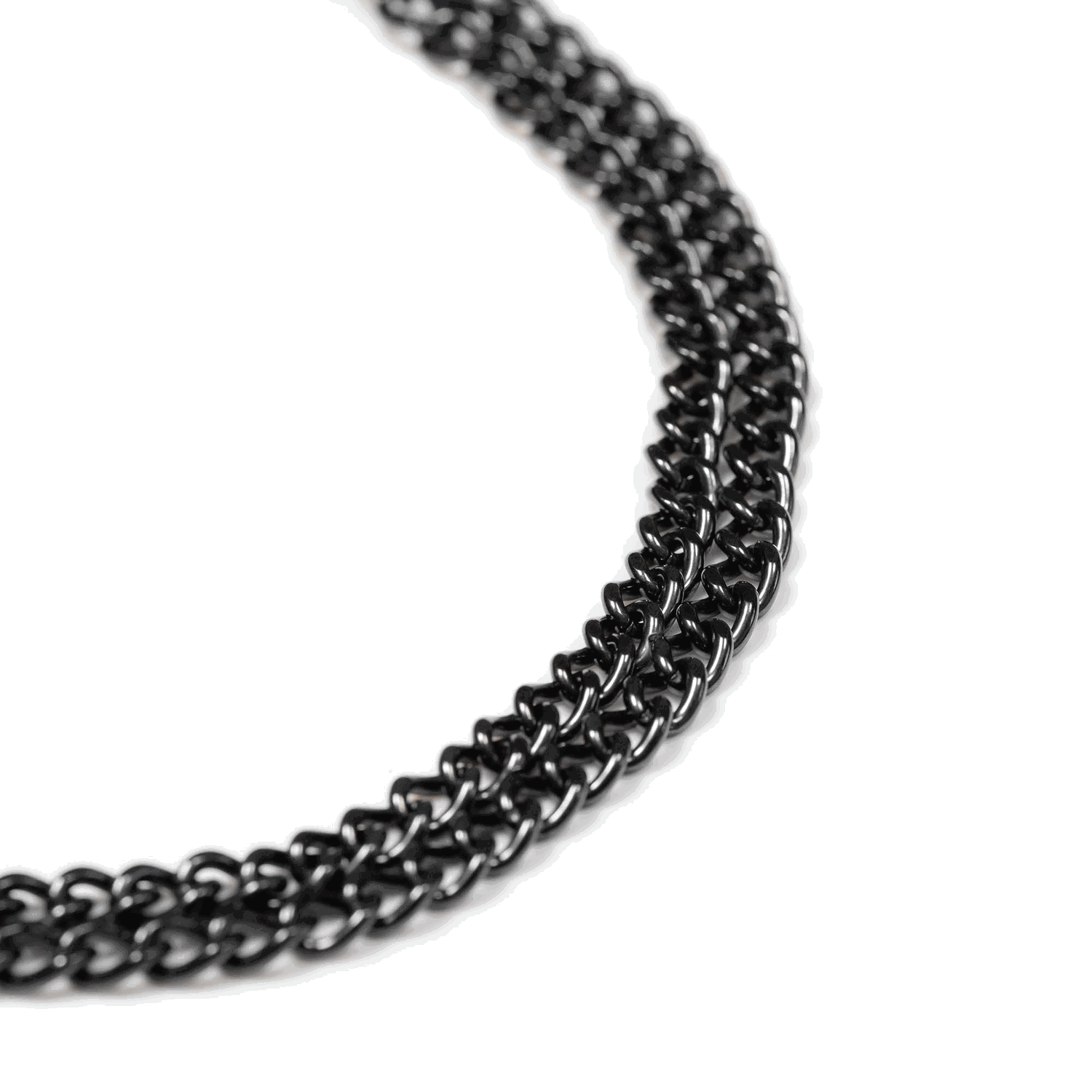 Halskette, 2-reihig, flach geschliffene Glieder - Edelstahl Rostfrei schwarz, 2,0 mm