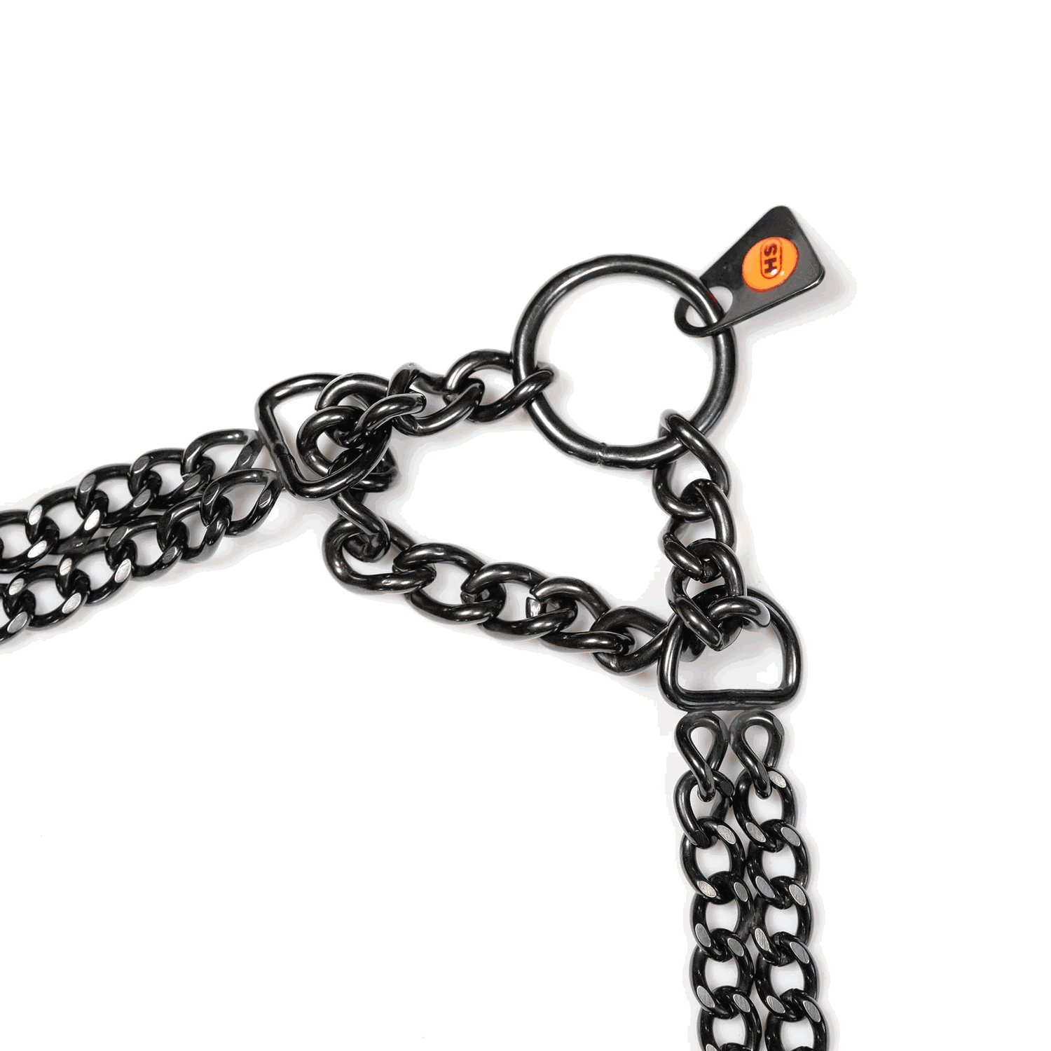 Halskette, 2-reihig, flach geschliffene Glieder - Edelstahl Rostfrei schwarz, 2,0 mm