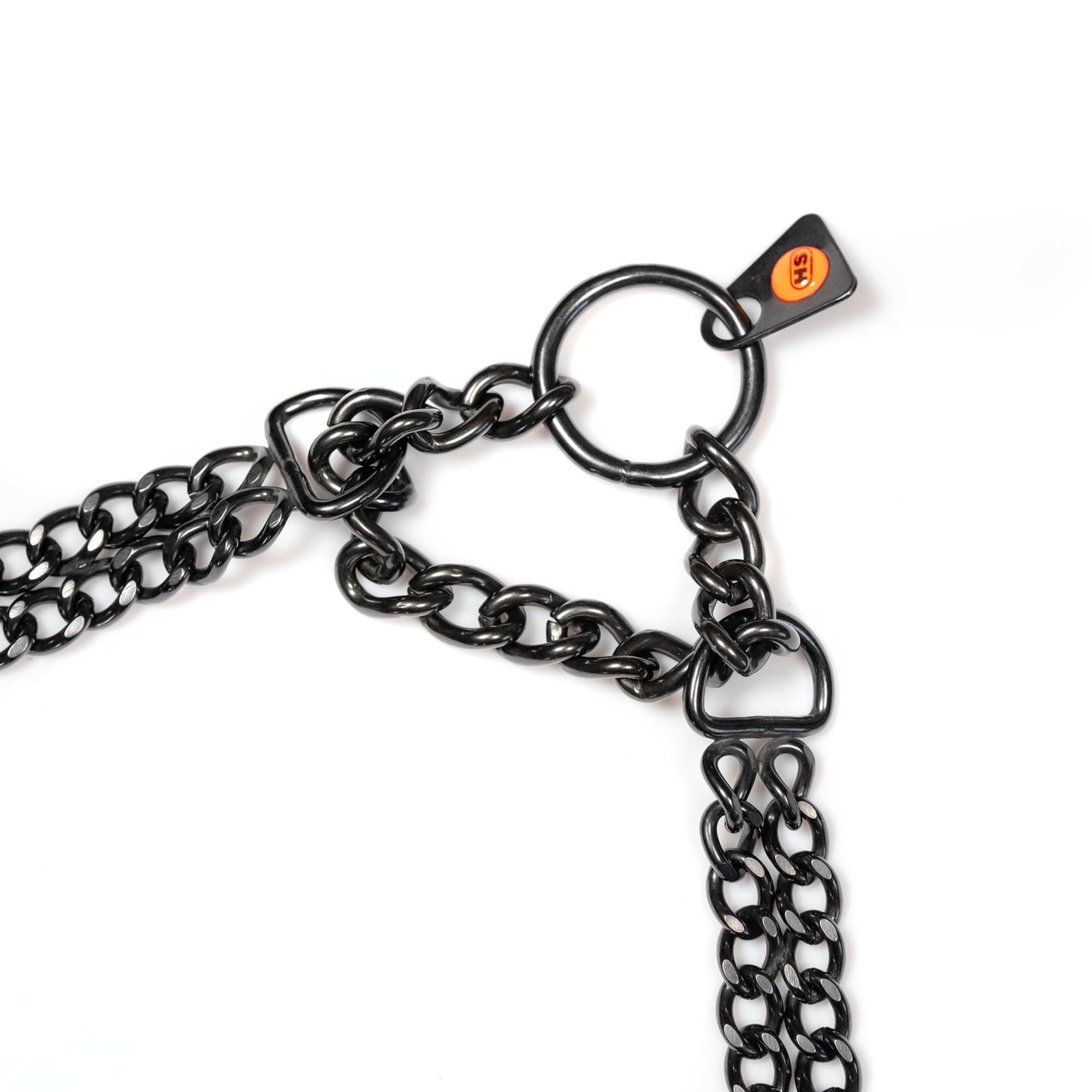 Halskette, 2-reihig, flach geschliffene Glieder - Edelstahl Rostfrei schwarz, 2,0 mm