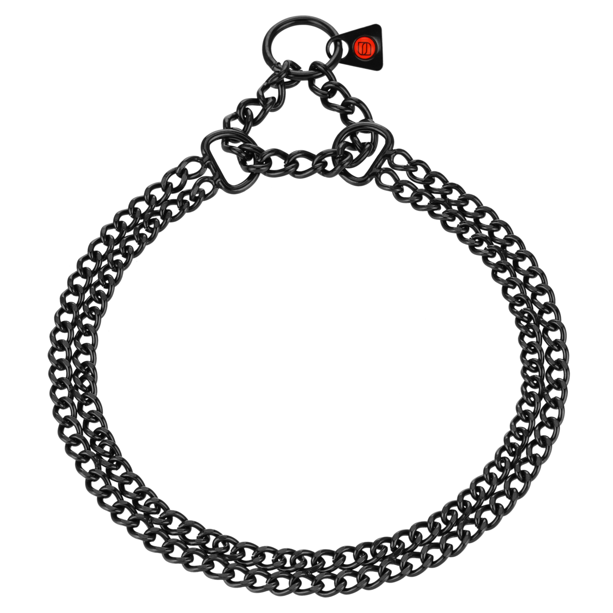 Halskette, 2-reihig, flach geschliffene Glieder - Edelstahl Rostfrei schwarz, 2,0 mm