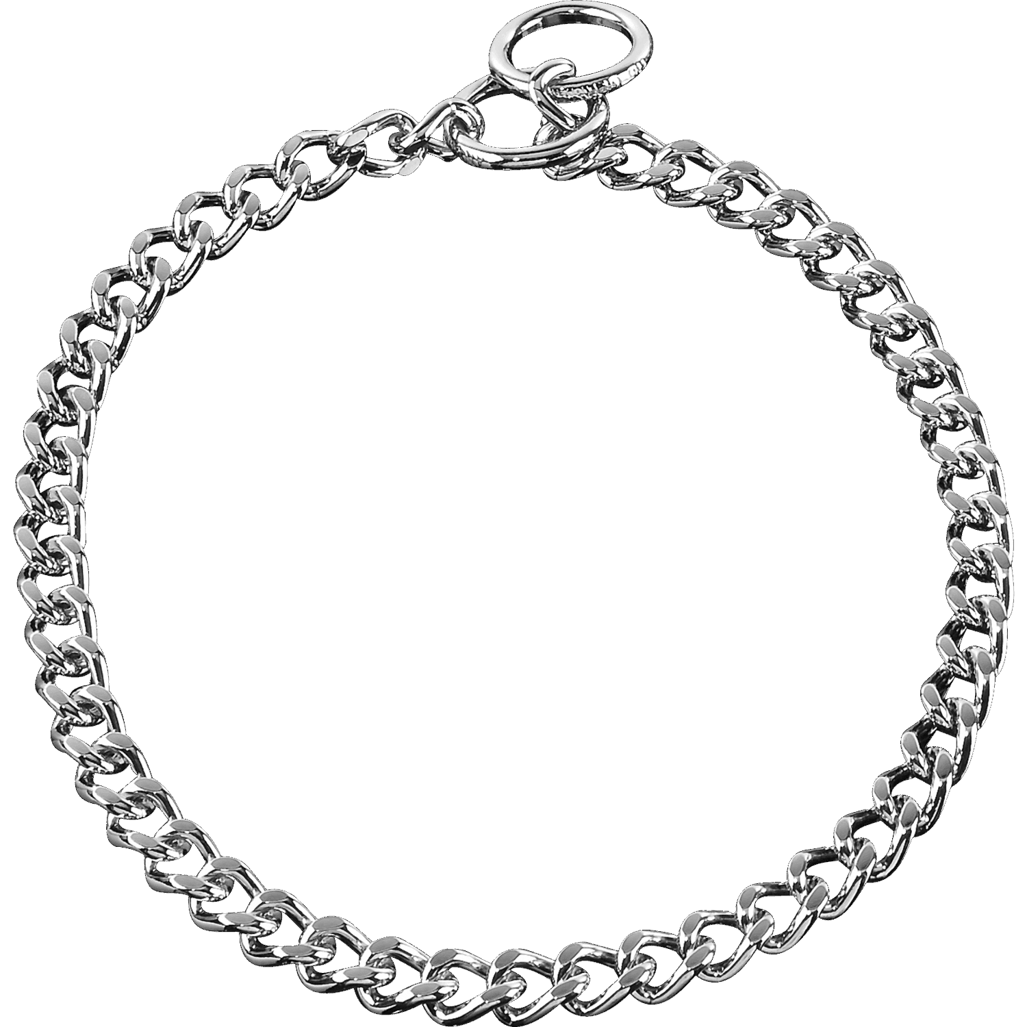 Halskette, flach geschliffene, enge Glieder - Stahl verchromt, 4,0 mm | 51372_02.png | 1700898309