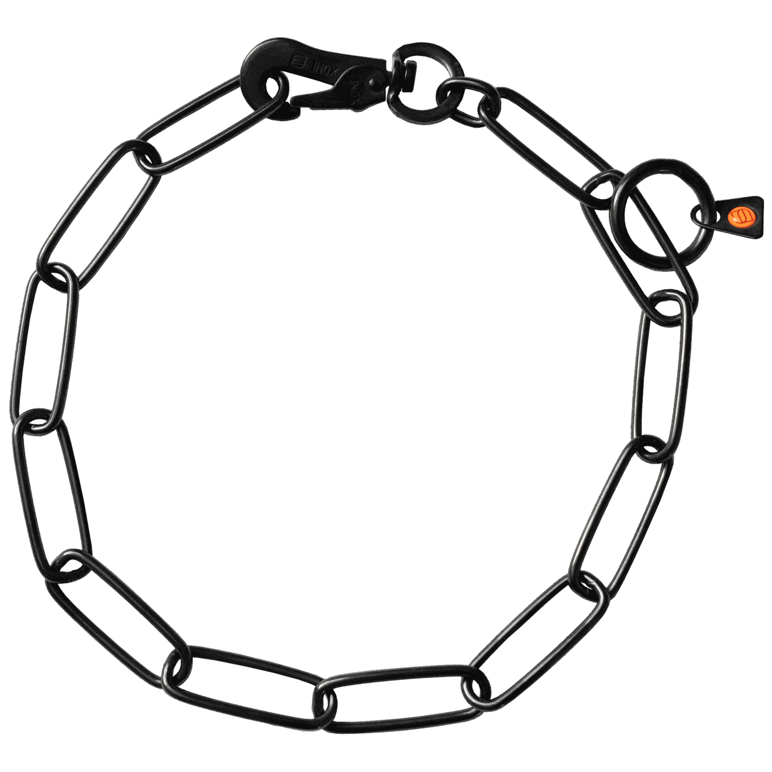 Halskette, langgliedrig, verstellbar - mit SPRENGER-Haken - Edelstahl Rostfrei schwarz, 3,0 mm