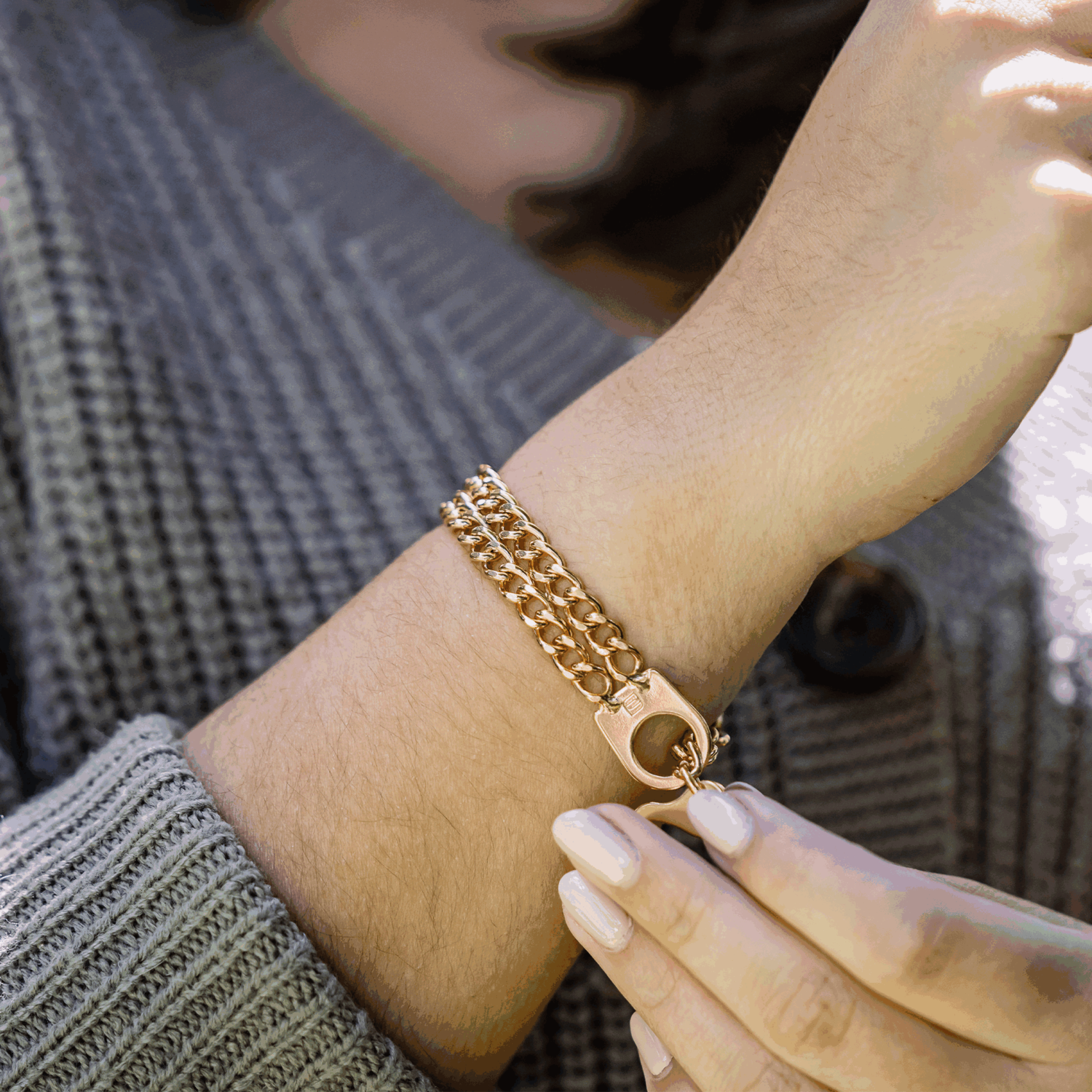 Damen Armband 2 reihig, Edelstahl roségold (18 Karat Hartvergoldung)