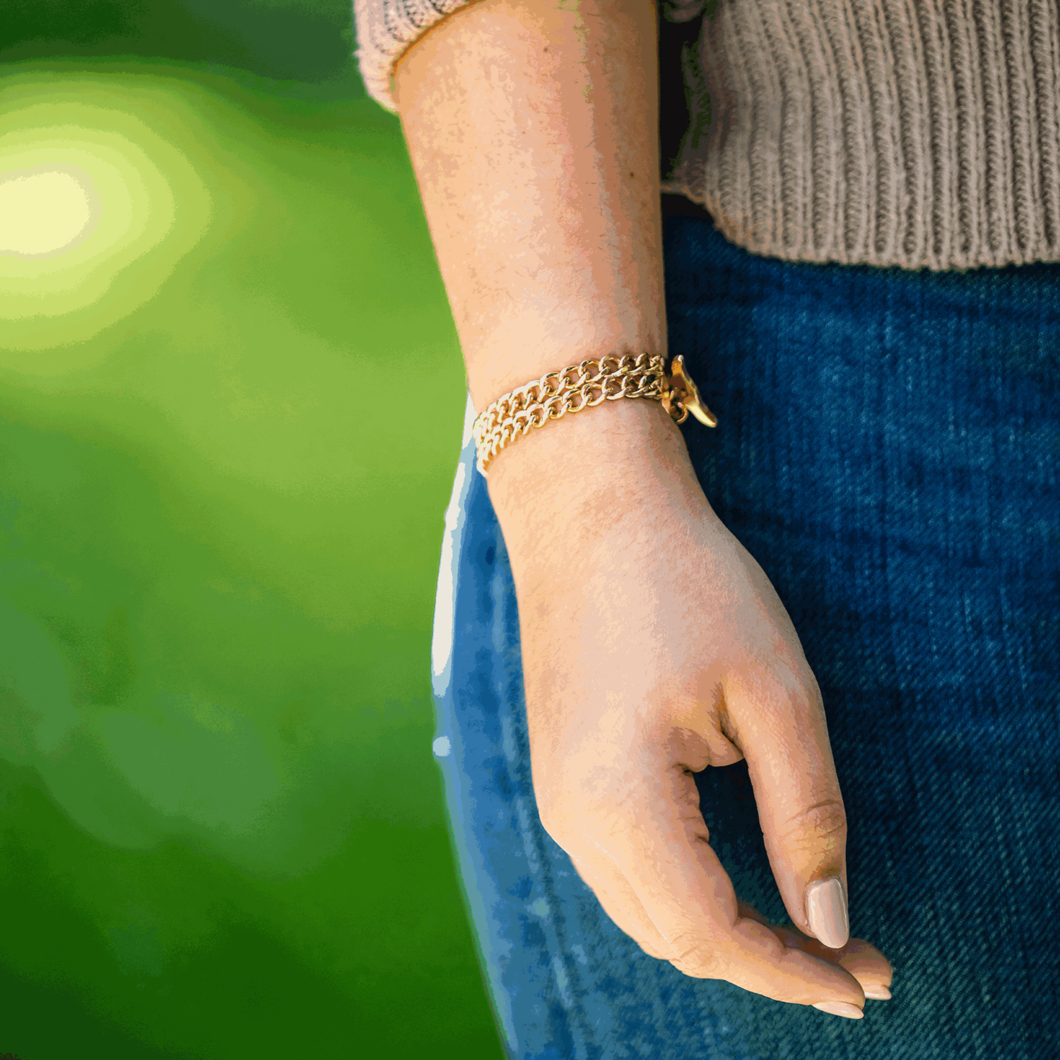Damen Armband 2 reihig, Edelstahl roségold (18 Karat Hartvergoldung)