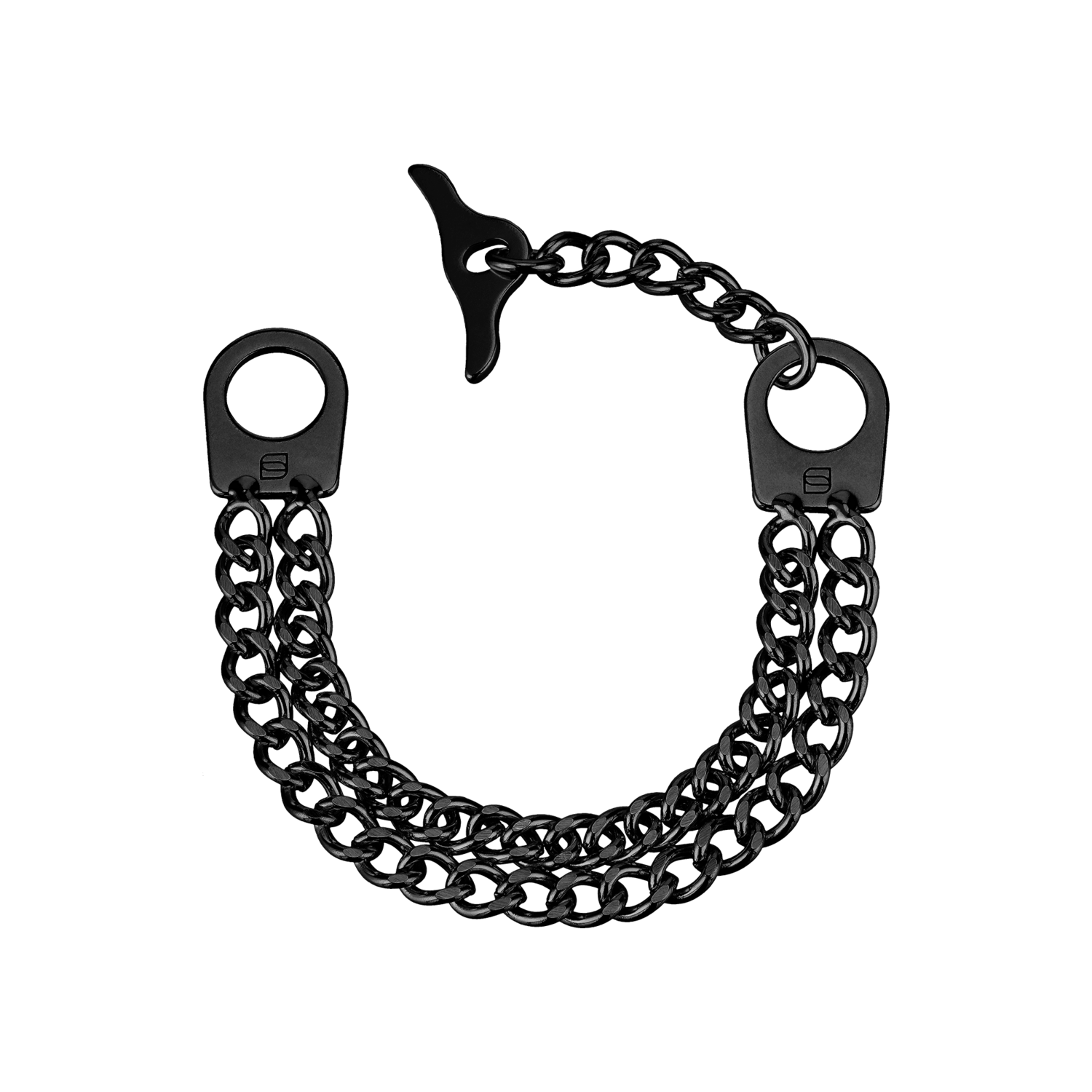 Damen Armband 2-reihig, Edelstahl schwarz mit Diamond Like Carbon Oberfläche