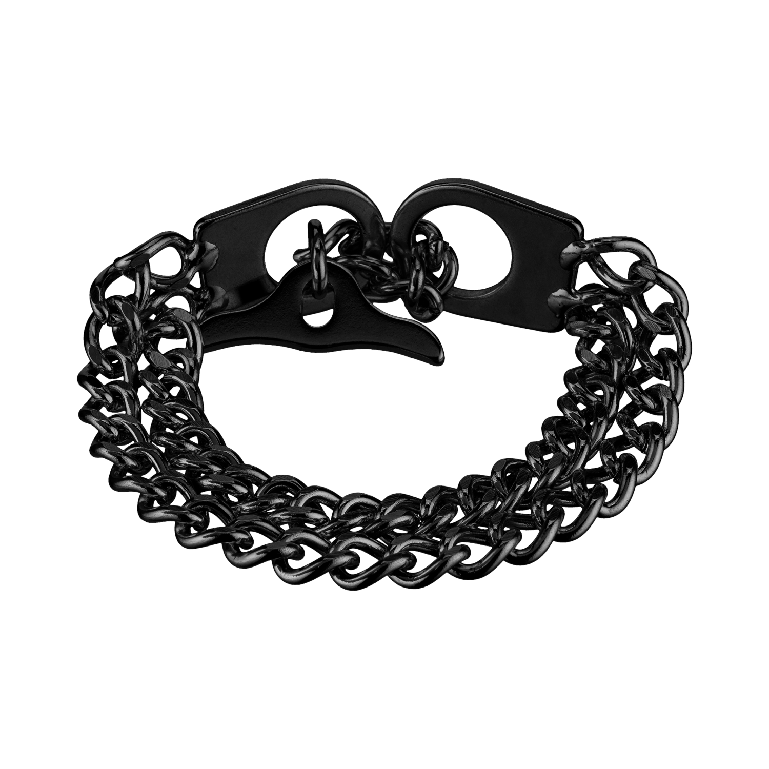 Damen Armband 2-reihig, Edelstahl schwarz mit Diamond Like Carbon Oberfläche