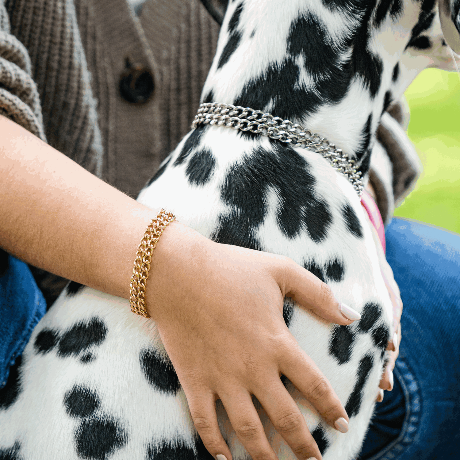 Damen Armband 2-reihig, Edelstahl gold (18 Karat Hartvergoldung)