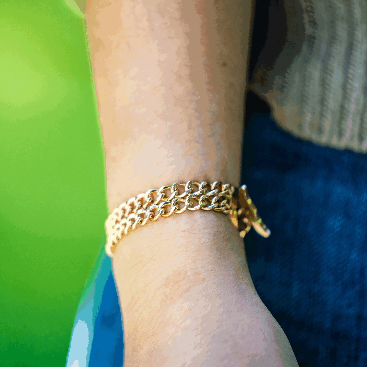 Damen Armband 2-reihig, Edelstahl gold (18 Karat Hartvergoldung)