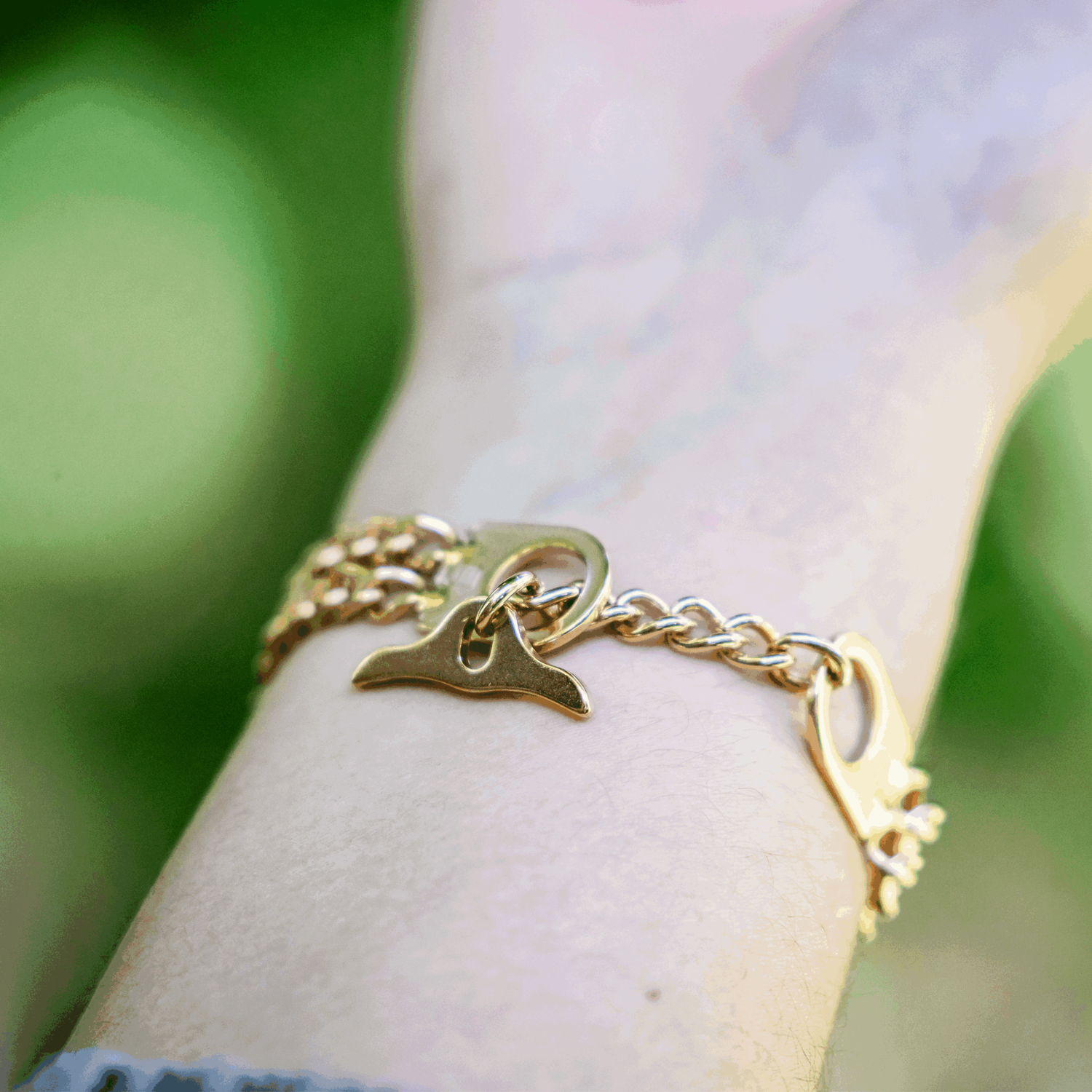 Damen Armband 2-reihig, Edelstahl gold (18 Karat Hartvergoldung)