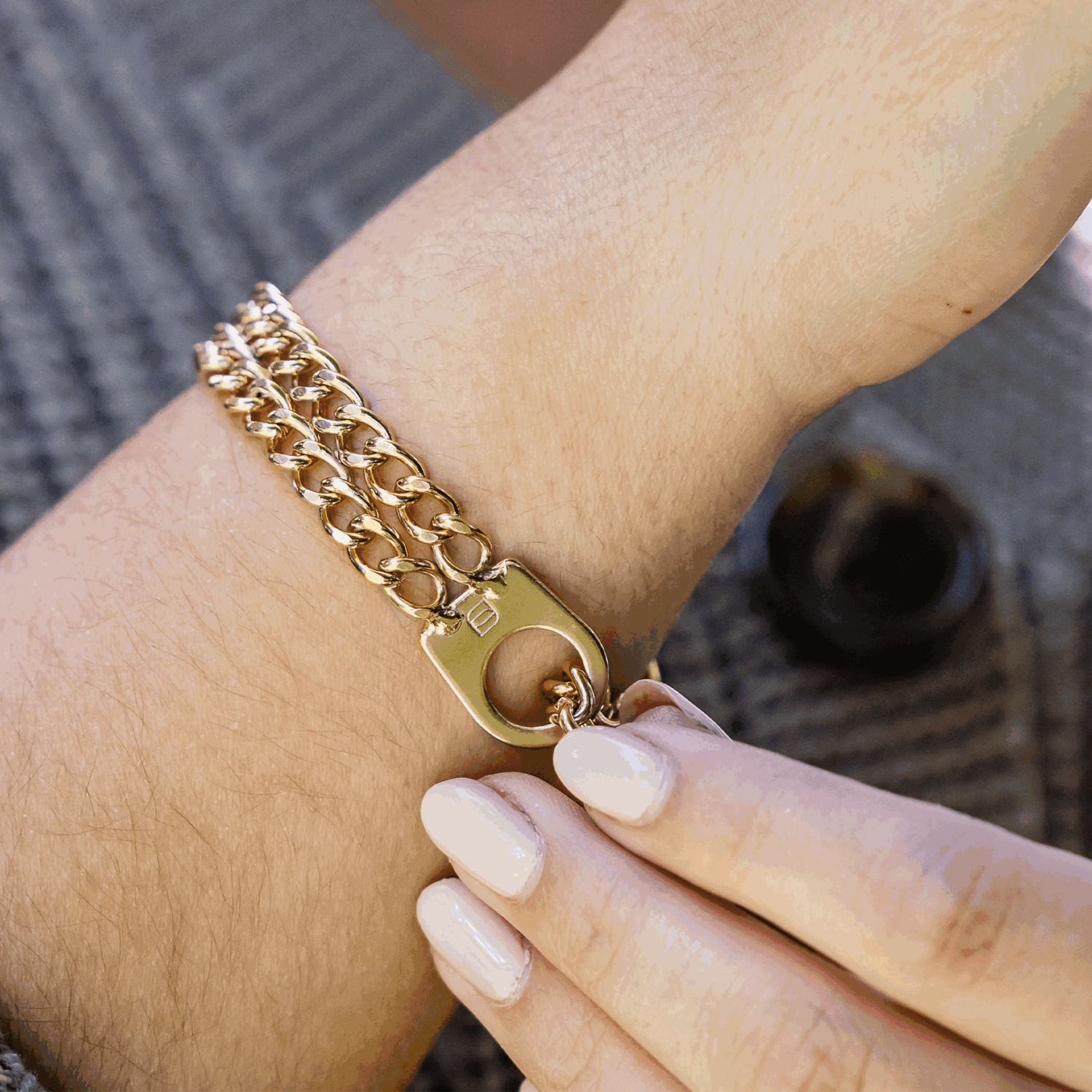 Damen Armband 2-reihig, Edelstahl gold (18 Karat Hartvergoldung)