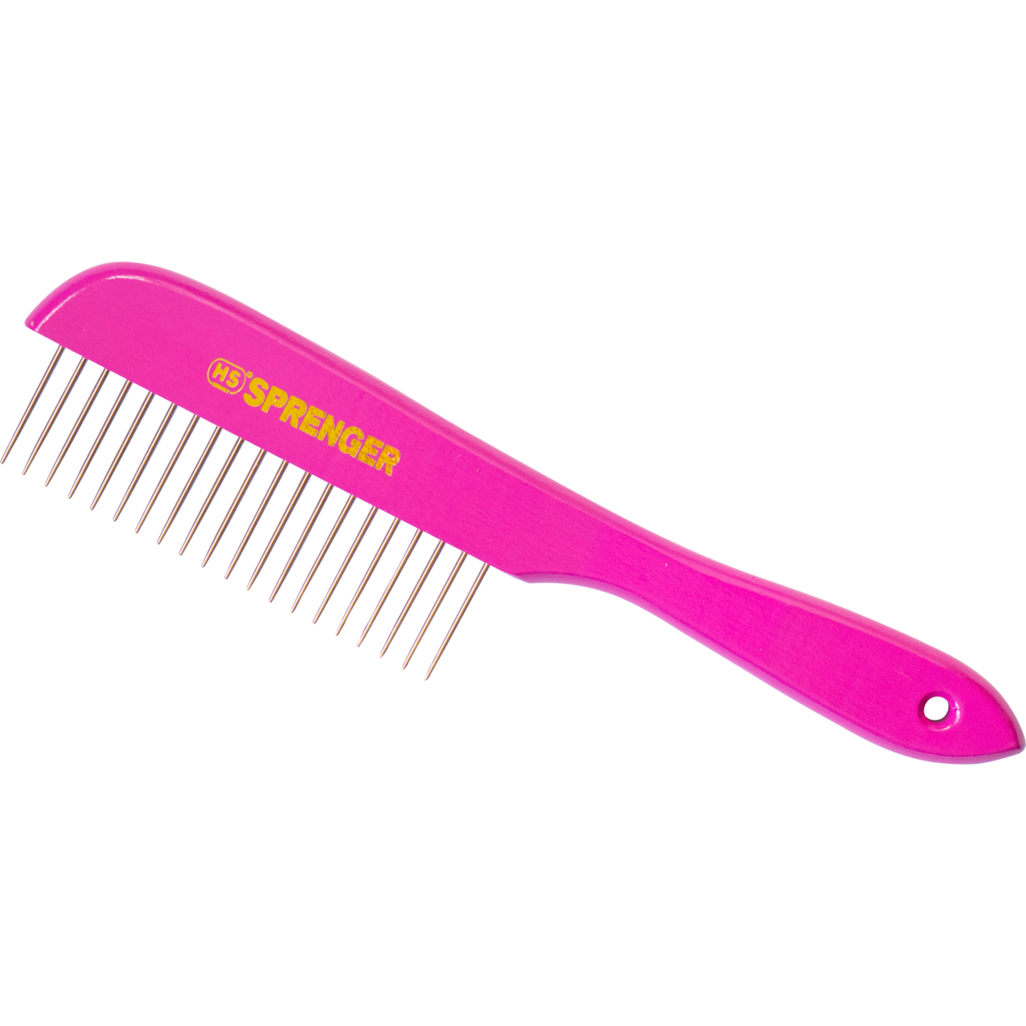 Hundekamm - 230 x 25 mm, 30 mm Stahlzinken - Holz, Pink