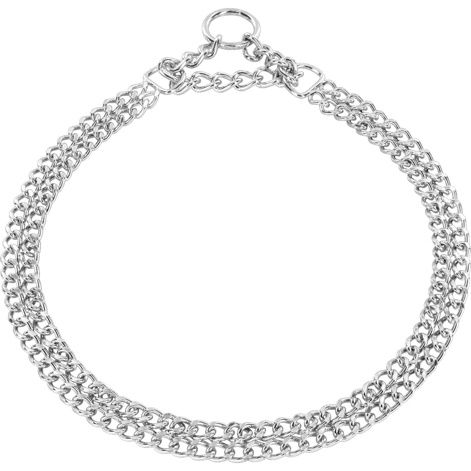 Halskette, 2-reihig, flach geschliffene Glieder - Stahl verchromt, 2,0 mm | 50881_02.png | 1700898302