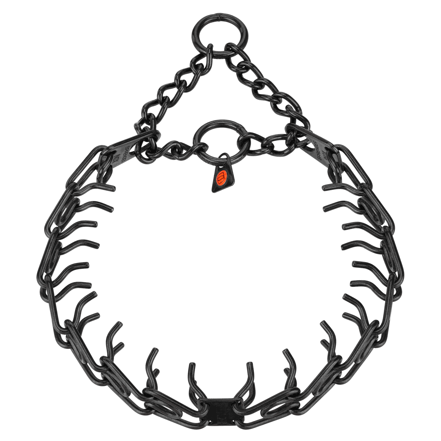 ULTRA-PLUS Dressurhalskette mit Centerplatte und Durchzugskette - Edelstahl Rostfrei schwarz, 3 mm, 50 cm