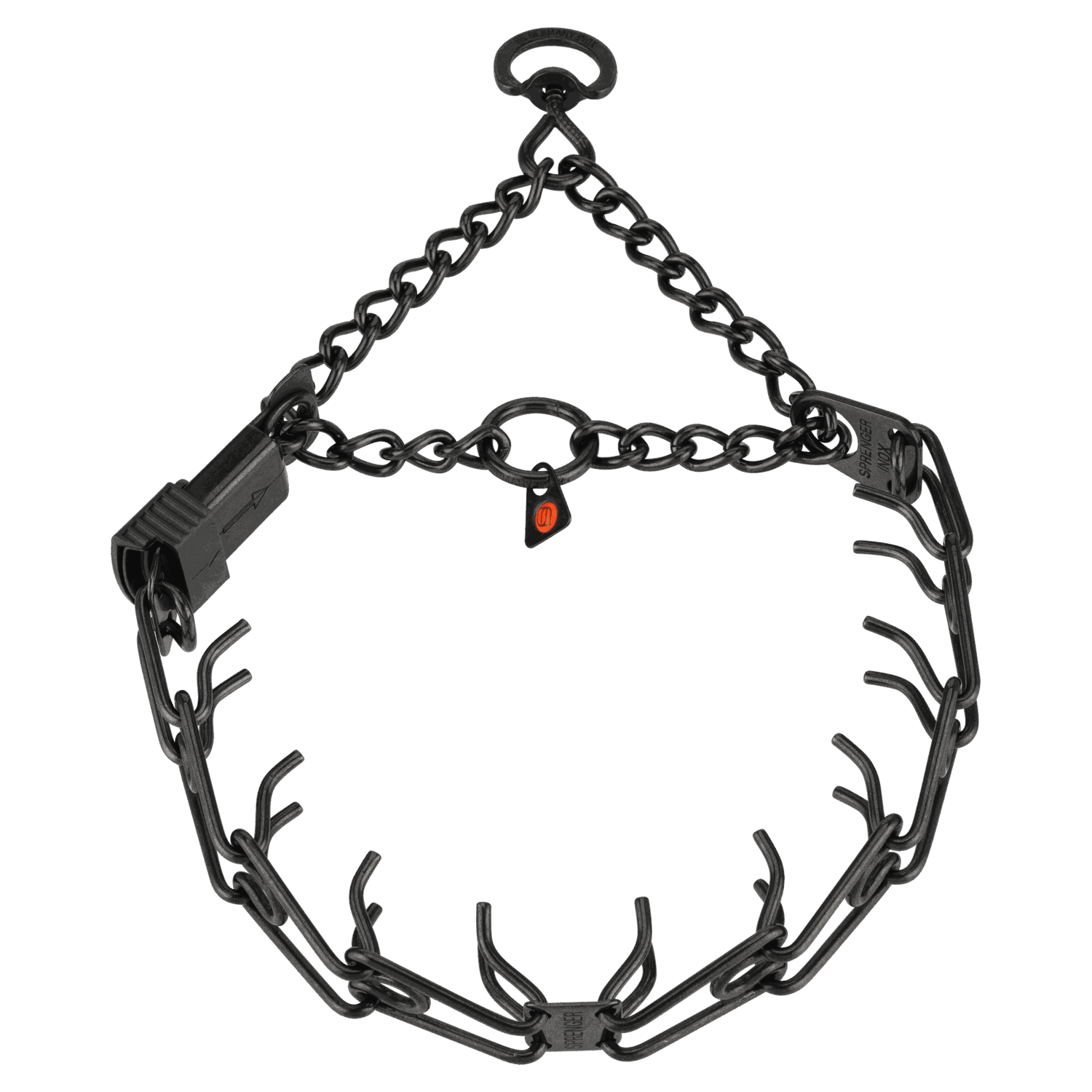 ULTRA-PLUS Dressurhalskette mit Centerplatte, Durchzugskette und ClicLock - Edelstahl Rostfrei schwarz | 5012200957.png | 1700897931