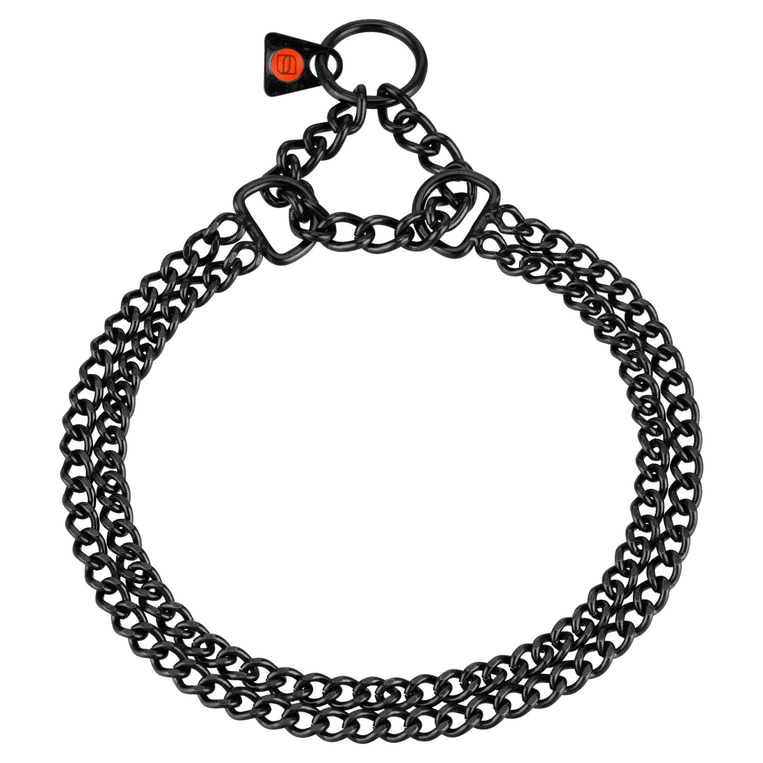 Halskette, 2-reihig, flach geschliffene Glieder - Edelstahl Rostfrei schwarz, 2,0 mm