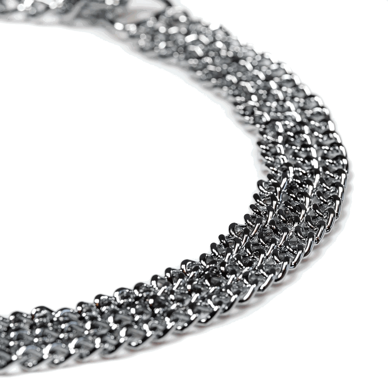 Halskette, 3-reihig, flach geschliffene Glieder - Stahl verchromt, 2,0 mm | 50883_02-3.png | 1700898303