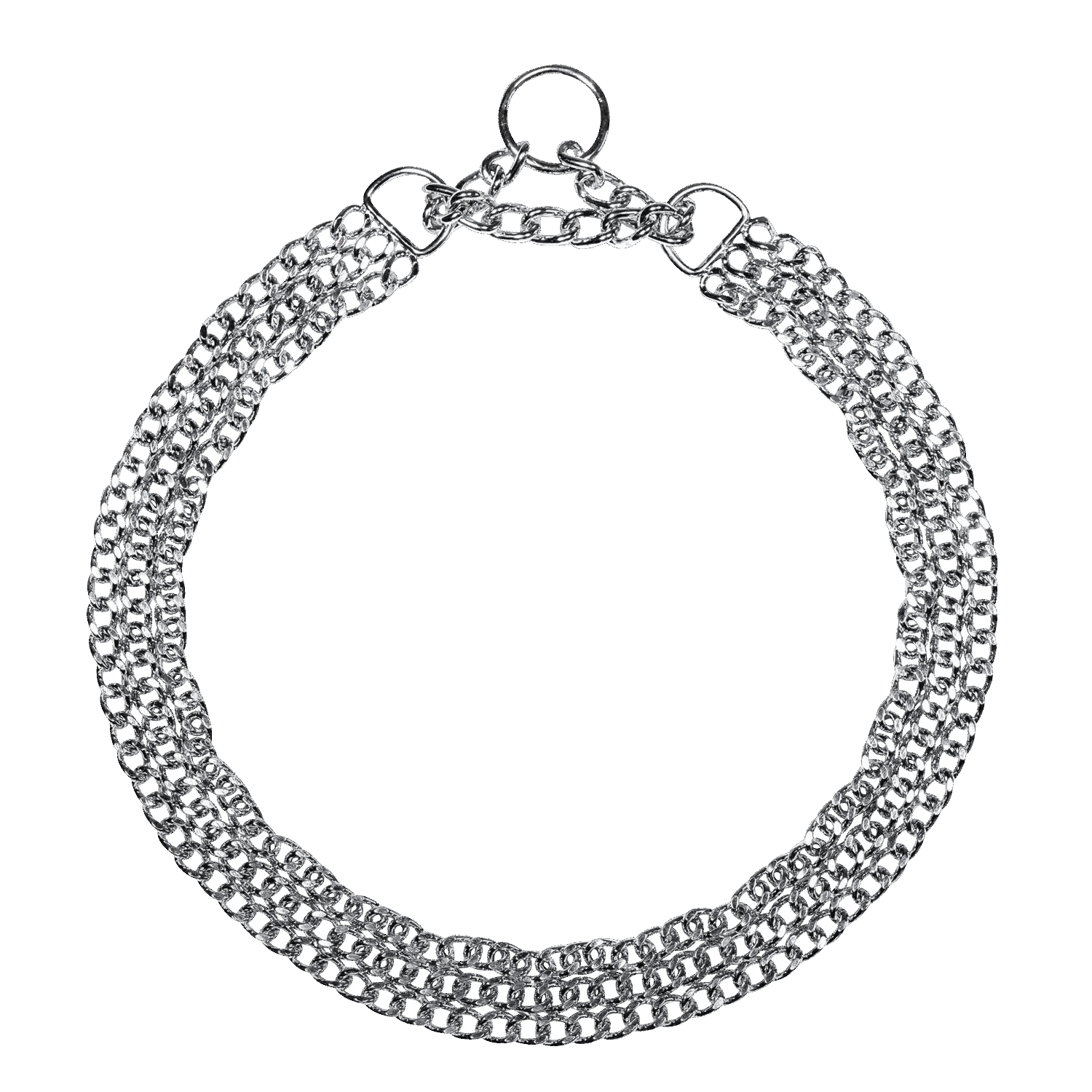 Halskette, 3-reihig, flach geschliffene Glieder - Stahl verchromt, 2,0 mm | 50883_02.png | 1700898306