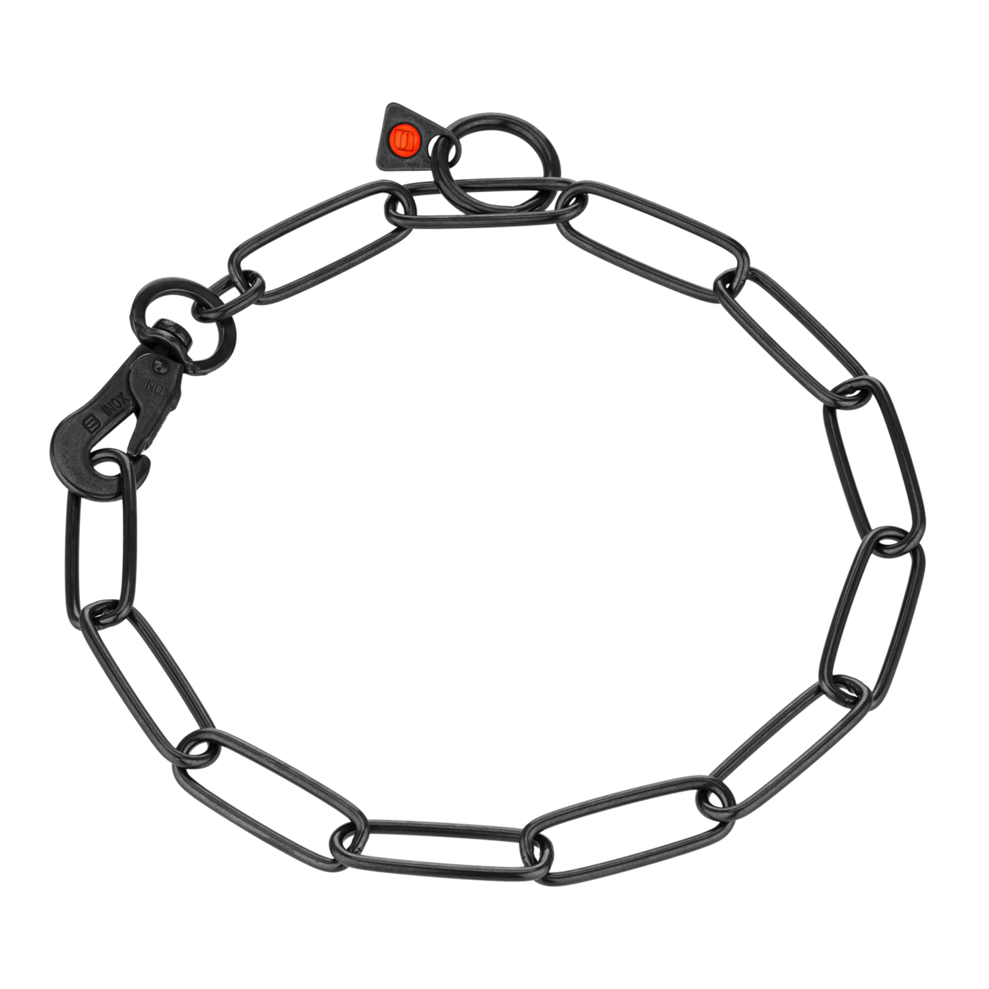 Halskette, langgliedrig, verstellbar - mit SPRENGER-Haken - Edelstahl Rostfrei schwarz, 3,0 mm