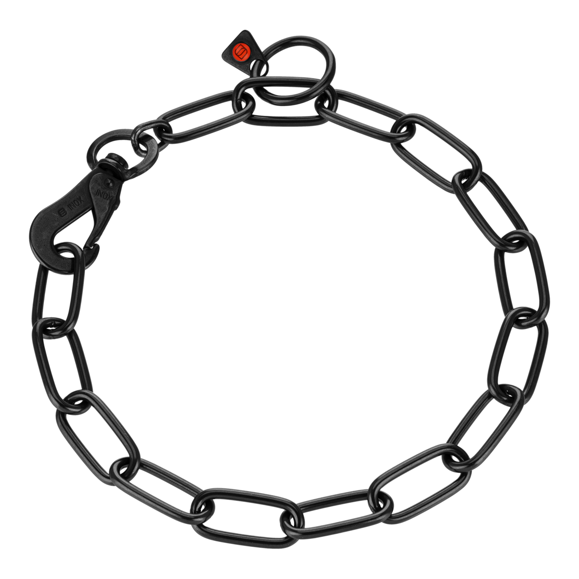 Halskette, langgliedrig, verstellbar - mit SPRENGER-Haken - Edelstahl Rostfrei schwarz, 4,0 mm