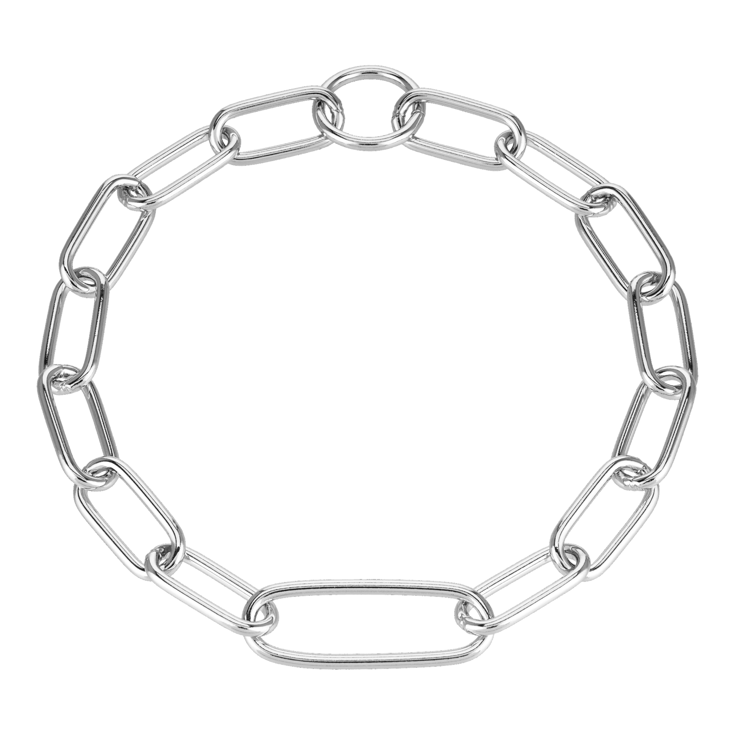 Halskette, mit extra langem Mittelglied - Stahl verchromt, 4,0 mm