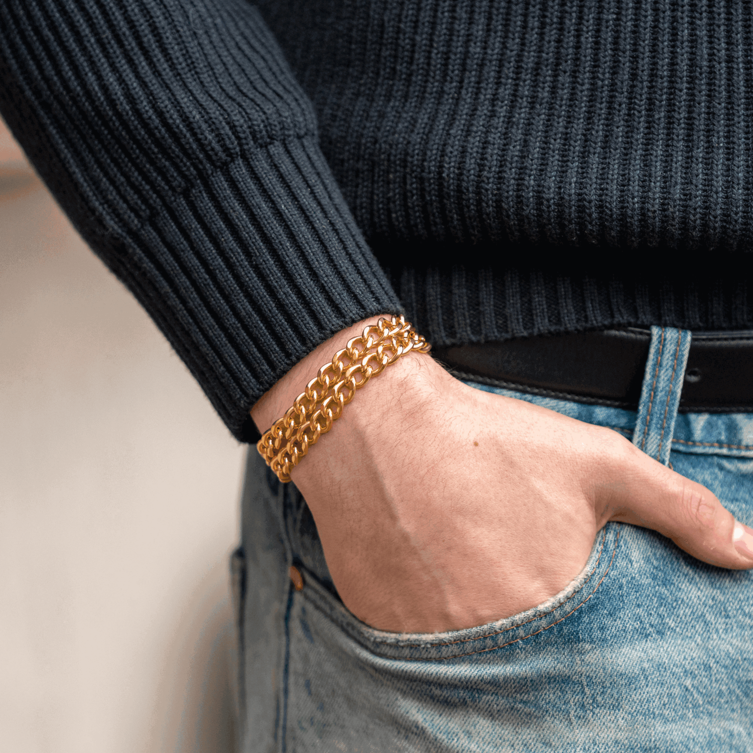 Armband 2-reihig, Edelstahl roségold (18 Karat Hartvergoldung)