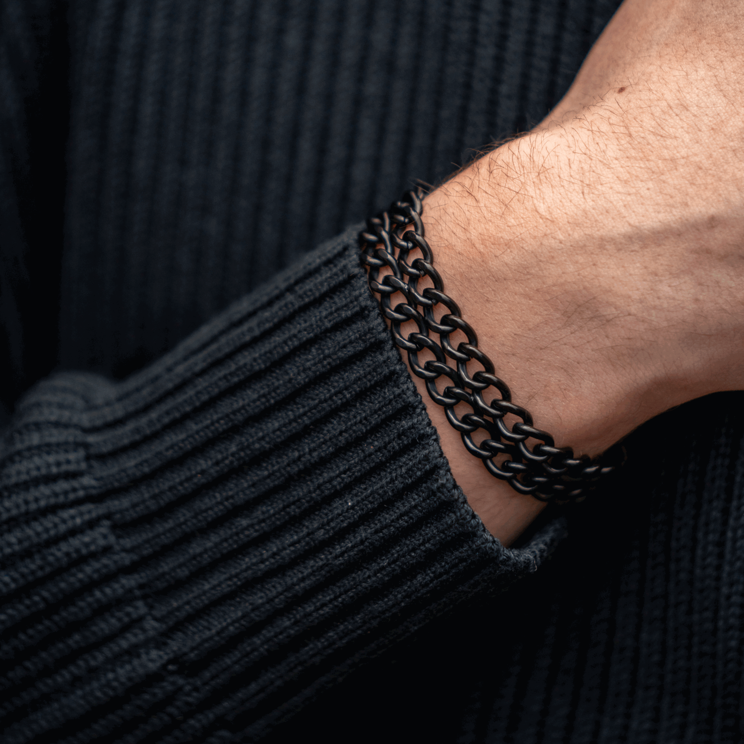 Armband 2-reihig, Edelstahl schwarz mit Diamond Like Carbon Oberfläche