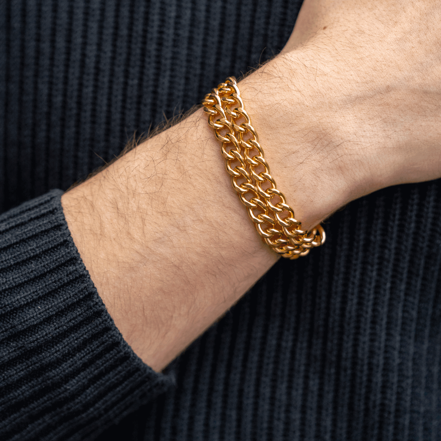 Armband 2-reihig, Edelstahl gold (18 Karat Hartvergoldung)