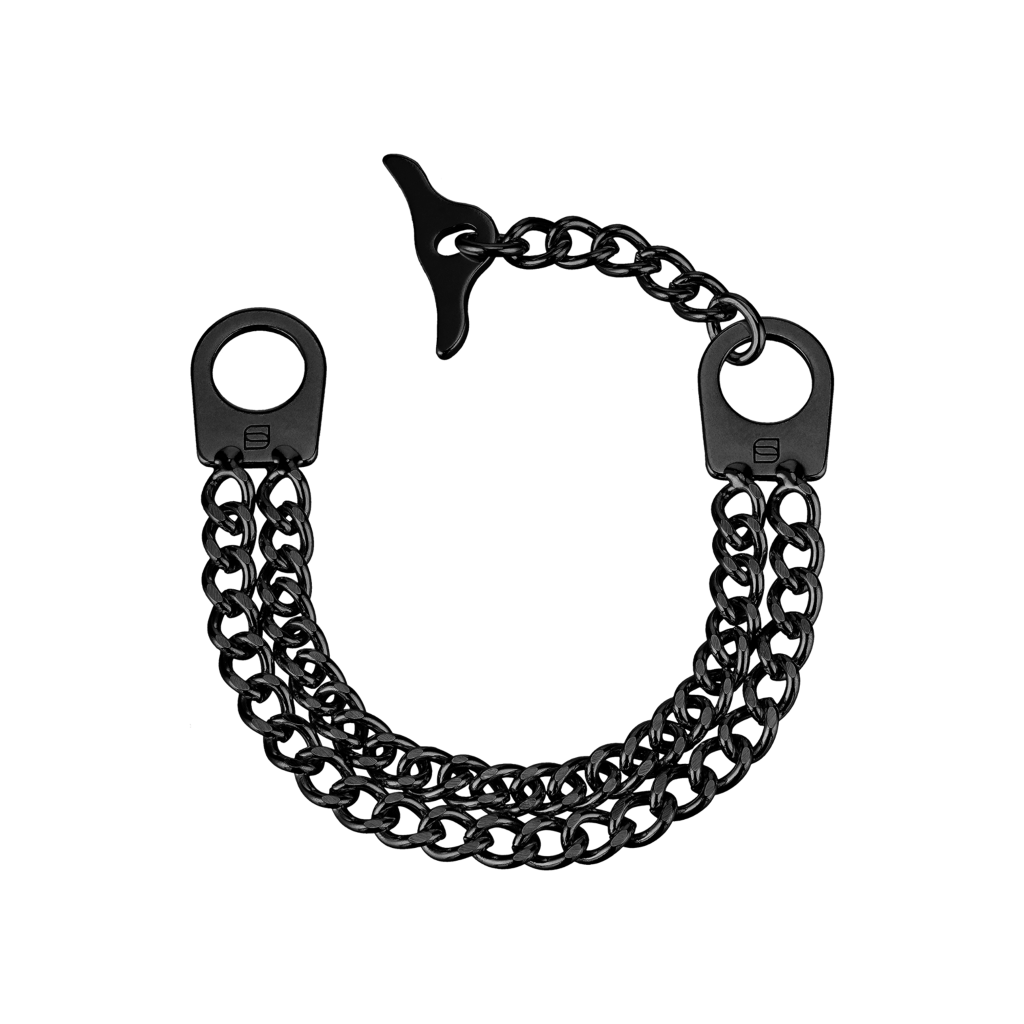 Damen Armband 2-reihig, Edelstahl schwarz mit Diamond Like Carbon Oberfläche