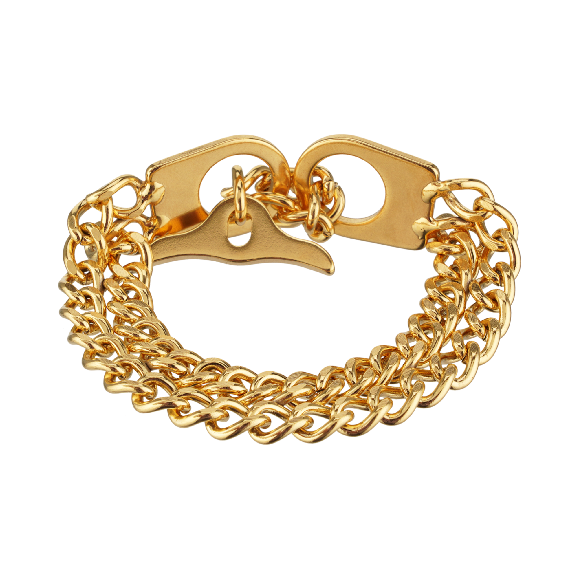 Damen Armband 2-reihig, Edelstahl gold (18 Karat Hartvergoldung)