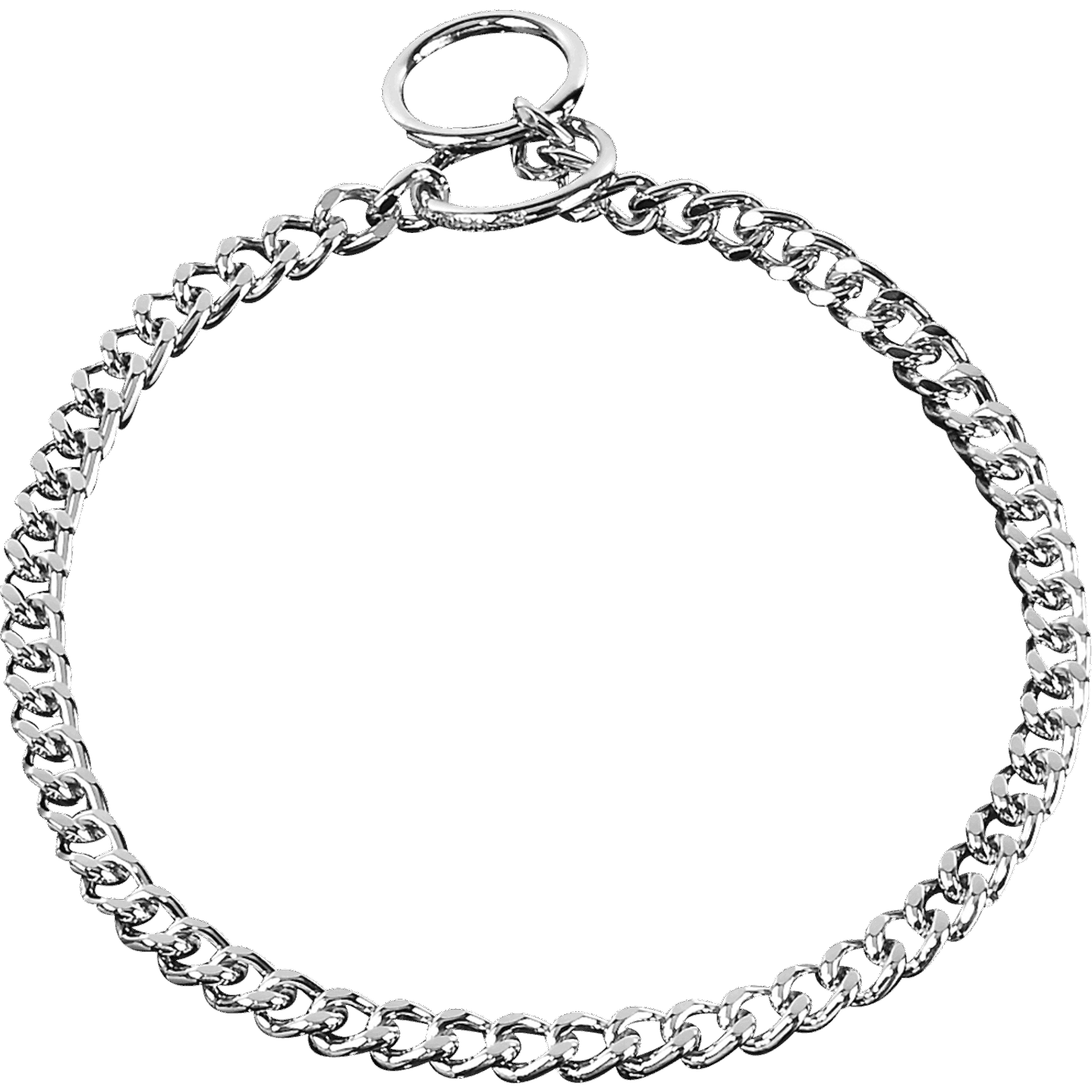 Halskette, flach geschliffene, enge Glieder - Stahl verchromt, 3,0 mm | 51022_02.png | 1700898307