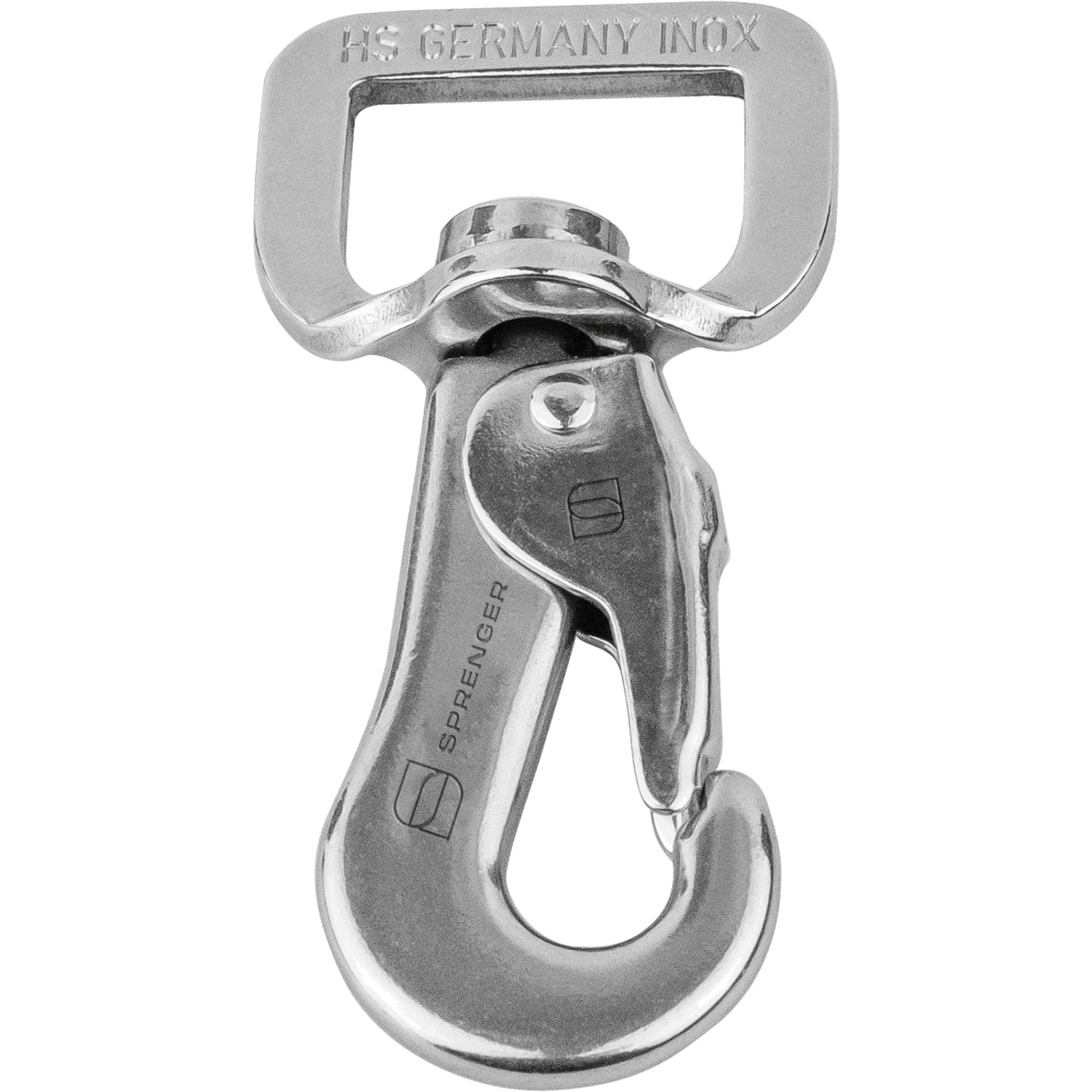SPRENGER Karabinerhaken mit eckiger Öse - Edelstahl rostfrei, 55 mm