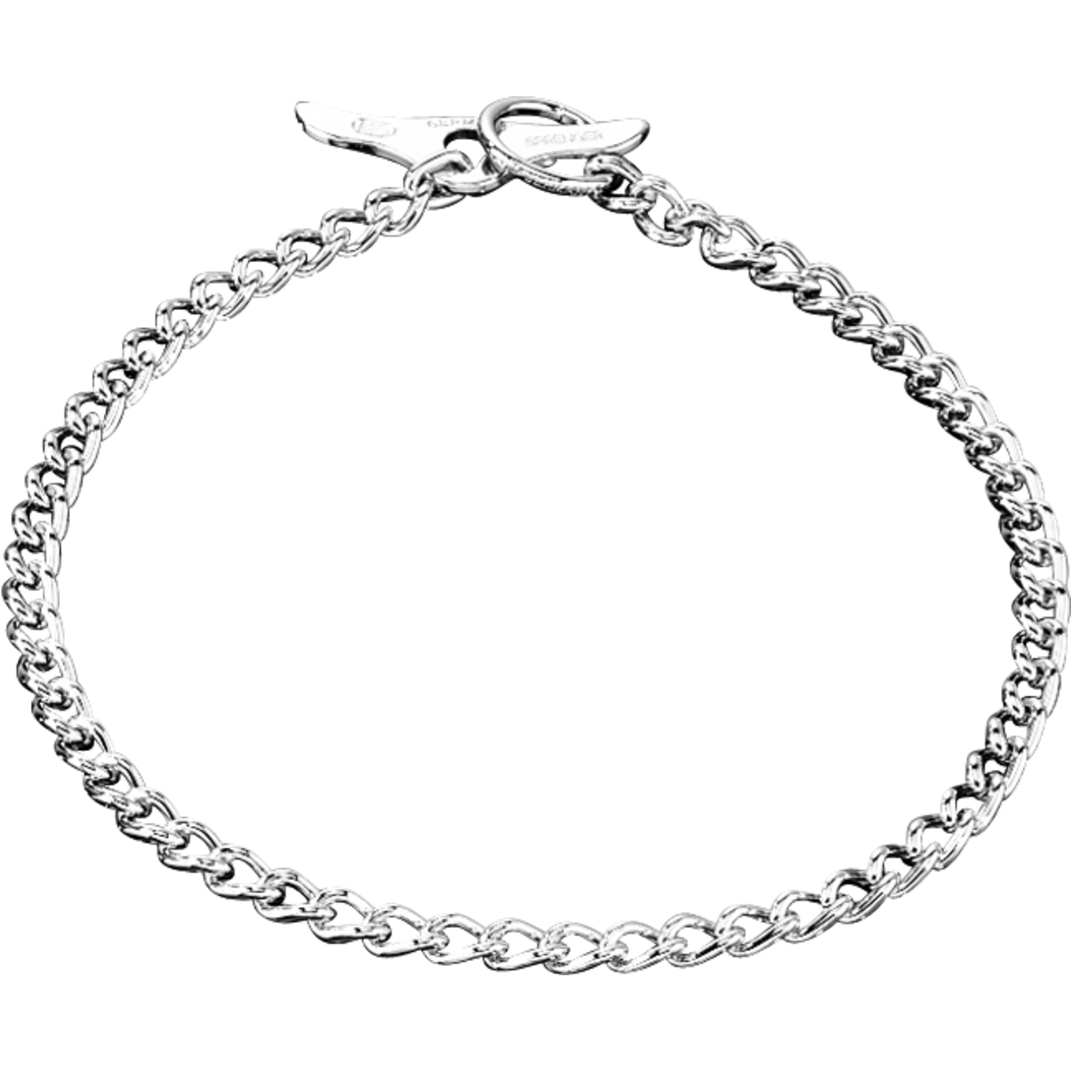 Halskette mit Knebelverschluss, runde Glieder - Stahl verchromt, 2,5 mm | 50908_02.png | 1700898306