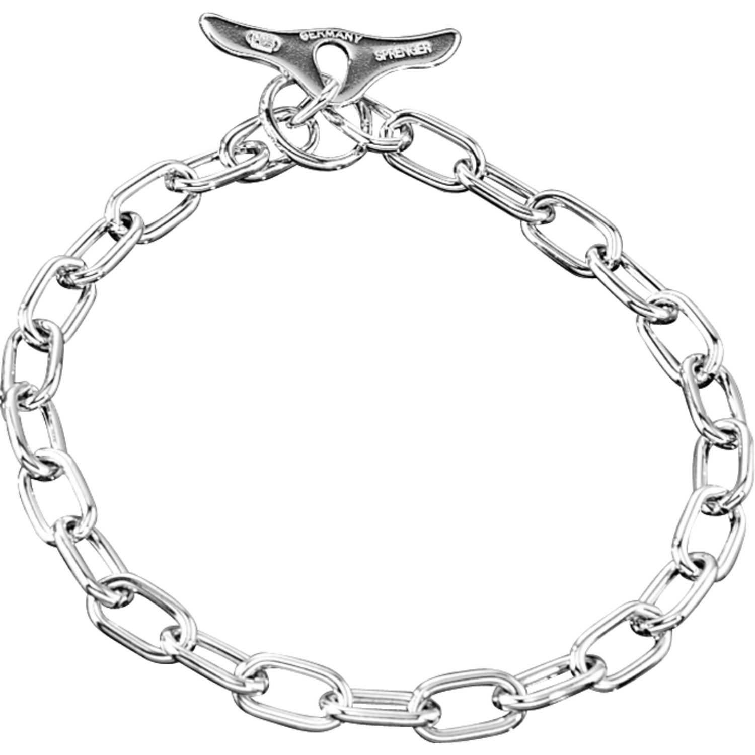 Halskette mit Knebelverschluss, medium - Stahl verchromt, 3,4 mm | 51629_02.png | 1700898312